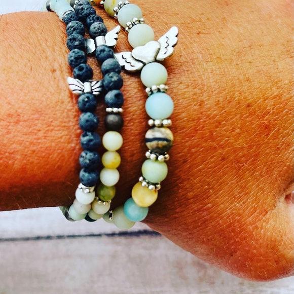 Essential Oil Diffuser Bracelets Amazonite Stack - Picture 6 of 7
